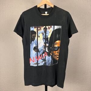 NWA Vintage 1990 RARE Rap Tee 100 Miles and Runnin' Easy E Ice Cube Medium Tee